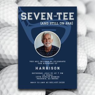 70:e Födelsedagsfesten Foto Modern Golf Navy Blue Inbjudningar