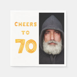 70:e födelsedagsfesten fotobollar guld-ballonger pappersservett