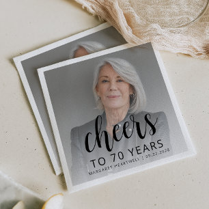 70:e Födelsedagsfesten fotosvart skriptbeställning Pappersservett