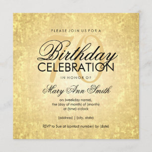 70:e Födelsedagsfesten Gold Foil look Confetti Sta Inbjudningar