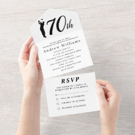 70:e Födelsedagsfesten Golfer Black Simple Modern