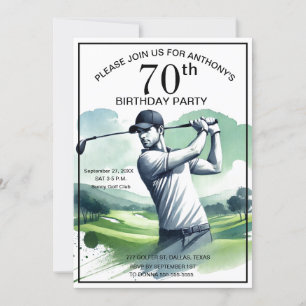 70:e Födelsedagsfesten Golfer Sports Par-Vuxen Gol Inbjudningar