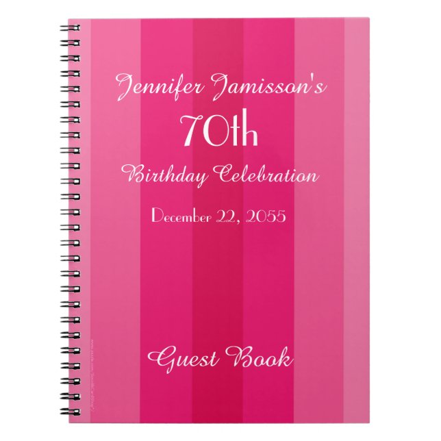 70:e Födelsedagsfesten Guest Bok Rosa bärbar dator Anteckningsbok (Framsidan)