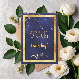 70:e födelsedagsfesten guld ram blå inbjudningar