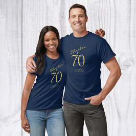 70:e Födelsedagsfesten Guld-skript blått T Shirt