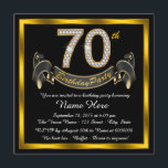 70:e Födelsedagsfesten Inbjudningar<br><div class="desc">Elegantens diamantnummer och banderoll och guld 70:e födelsedagsfest inbjudan. Det här vackra svarta och guld 70:e födelsedagsfest inbjudan är enkelt att anpassa för ditt evenemang. Den här slående designen fungerar bra för en man eller kvinna.</div>