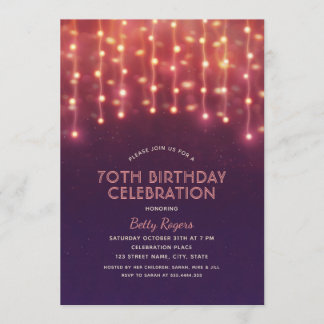 70:e Födelsedagsfesten Modern Glitter String Ljus Inbjudningar