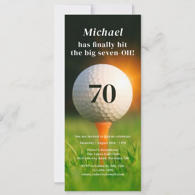70:e Födelsedagsfesten Modern Vuxen Golf 70 Inbjudningar (Framsida)
