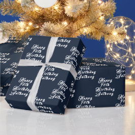 70:e Födelsedagsfesten Namn Blue Modern Mönster Presentpapper