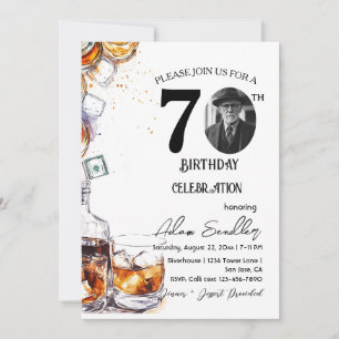 70:e födelsedagsfesten och whisky och drycker inbjudningar