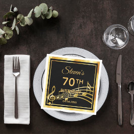 70:e födelsedagsfesten på klassisk svart guld-musi pappersservett