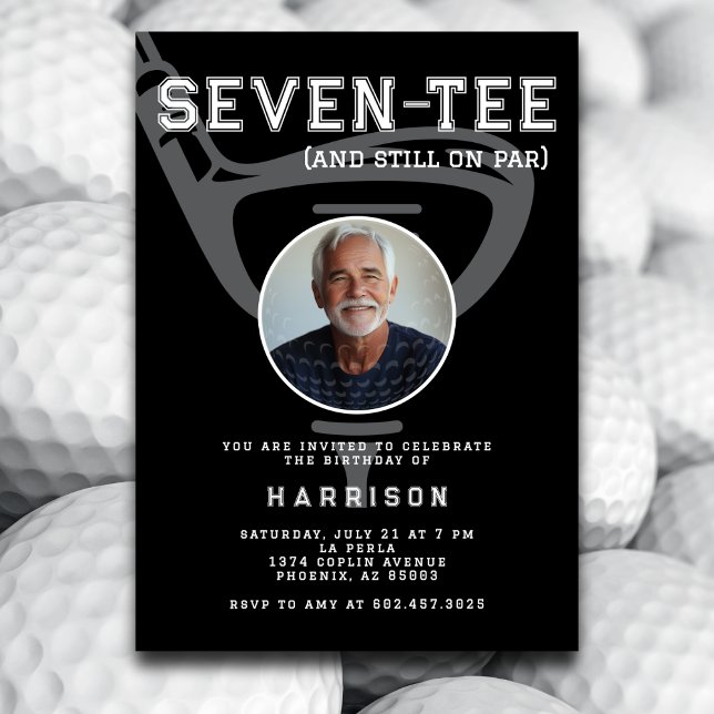 70:e Födelsedagsfesten Photo Modern Golf Black Inbjudningar (Skapare uppladdad)