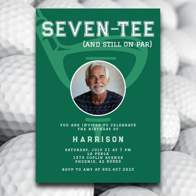 70:e Födelsedagsfesten Photo Modern Golf-Grönt Inbjudningar (Skapare uppladdad)