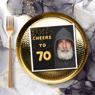 70:e födelsedagsfesten svart guld-foto pappersservett