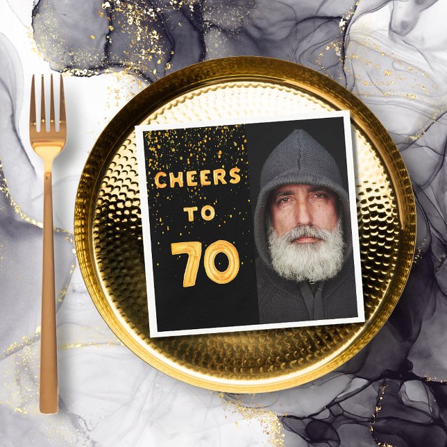 70:e födelsedagsfesten svart guld-foto pappersservett (Skapare uppladdad)