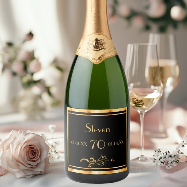 70:e födelsedagsfesten svart guld namn klassisk (Skapare uppladdad)