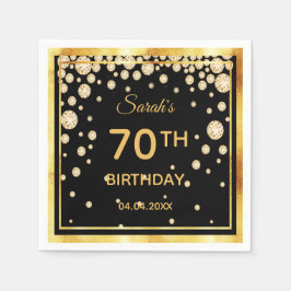 70:e födelsedagsfesten svart med gyllene diamanter pappersservett