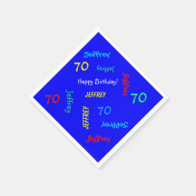 70:e Födelsedagsfesten Upprepande Namn Blue Papper