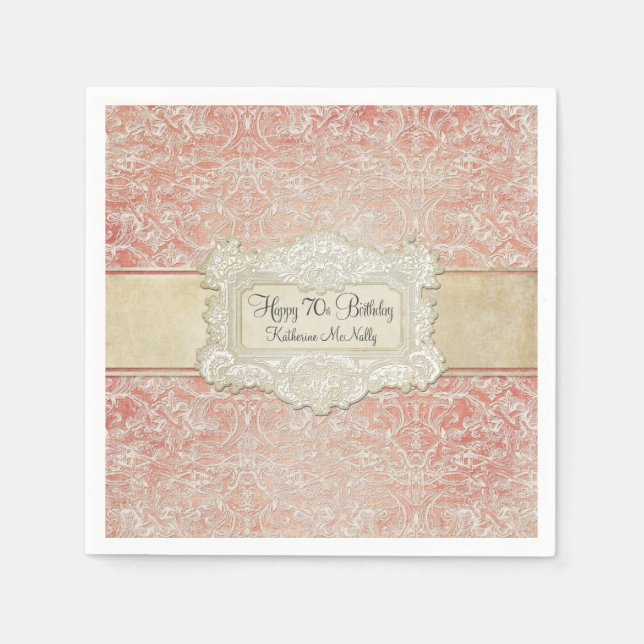 70:e Födelsedagsfesten Vintage Fransk ReEmergency  Pappersservett (Framsidan)