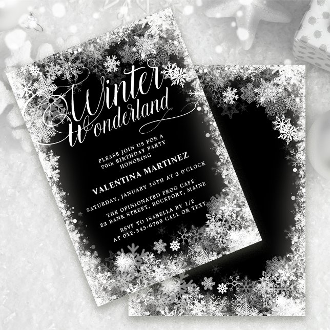 70:e Födelsedagsfesten Vinter Wonderland Snowflake Inbjudningar (Skapare uppladdad)