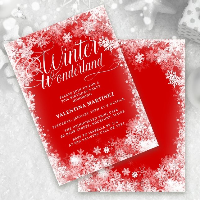 70:e Födelsedagsfesten Vinter Wonderland Snowflake Inbjudningar (Skapare uppladdad)