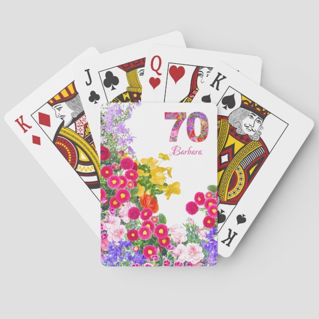70:e födelsedagsfestens blombouquet-kort casinokort (Baksidan)