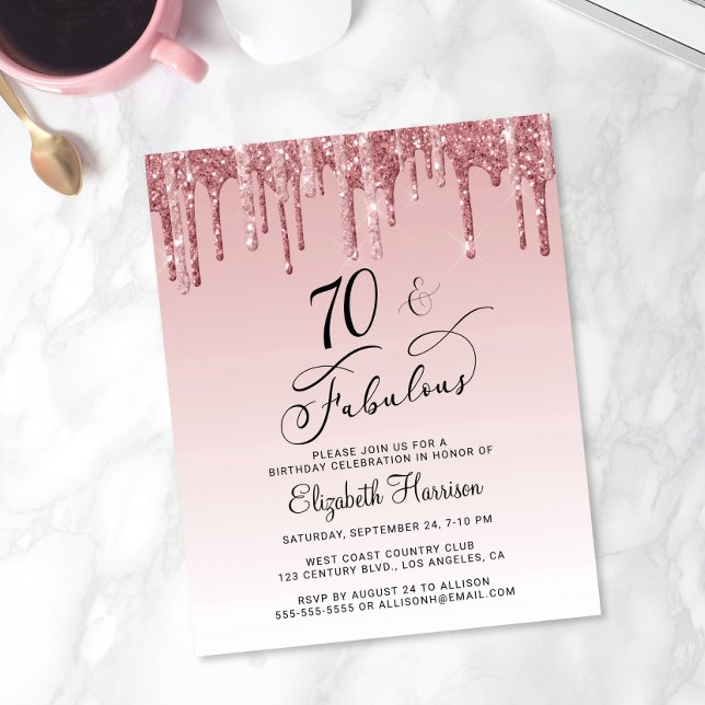 70:e Födelsedagsfestens budget Ro Guld Rosa Glitte (Skapare uppladdad)