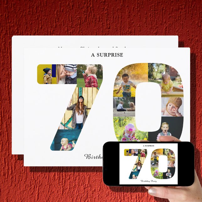 70:e Födelsedagsfestens fotoinbjudan Inbjudningar (Skapare uppladdad)