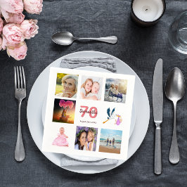70:e födelsedagsfestens fotokollage pappersservett