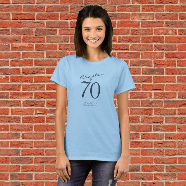 70:e Födelsedagsfestens Grått-skript blått T Shirt (Skapare uppladdad)