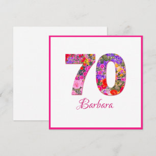 70:e födelsedagsfestens platta blommigt rosa-platt