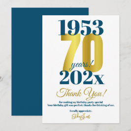 70:e Födelsedagsfestens Tack Kort