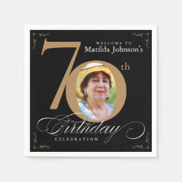 70:e födelsedagsfoto av Eleganten Black Guld Pappersservett