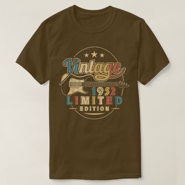 70:e födelsedagsgåvor Guitar Älskare 1952 utgåva 7 T Shirt (Design framsida)