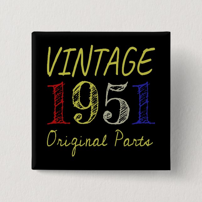 70:e födelsedagsgiftsverkets Vintage 1951 Original Knapp (Framsida)