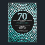 70:e födelsedagsinbjudan Black and Teal Glitter Inbjudningar<br><div class="desc">70:e födelsedagsinbjudan. Black and Teal Glitter. Teal Diamond. Vuxens Födelsedagsfest. För manar eller kvinnor. Om du vill göra ytterligare anpassningar klickar du på knappen "Anpassa" och användor verktyg som är utformat för att ändra mallen.</div>