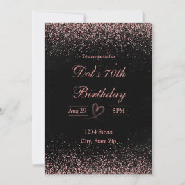 70:e födelsedagsinbjudan - Glitter Confetti | Rosa Inbjudningar