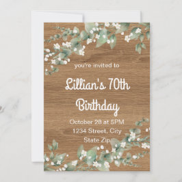 70:e födelsedagsinbjudan - Rustic Grey Inbjudningar