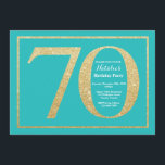 70:e födelsedagsinbjudan Teal och Guld Glitter Inbjudningar<br><div class="desc">70:e födelsedagsinbjudan. Inbjudan i Teal och Guld Glitter Födelsedagsfest med Teal Background. Överraskad födelsedag. Vuxen Birthday. Manar eller Kvinnor Bday Bash Party. Om du vill göra ytterligare anpassningar klickar du på knappen "Anpassa" och användor verktyg som är utformat för att ändra mallen.</div>