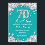 70:e födelsedagsinbjudan Teal och Silver Diamond Inbjudningar<br><div class="desc">70:e födelsedagsinbjudan. Teal och Silver Rhinestone Diamond Teal Turcos Aqua Background. Elegant Birthday Bash inbjudan. Vuxen Birthday. Kvinnor på födelsedagen. Manar födelsedag. Om du vill göra ytterligare anpassningar klickar du på knappen "Anpassa" och användor verktyg som är utformat för att ändra mallen.</div>