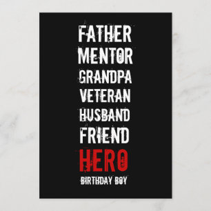 70:e födelsedagsinbjudan till Hero Party Inbjudningar