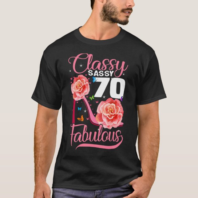 70:e födelsedagsklassen Sassy 70 FLOMMMA T Shirt (Framsida)