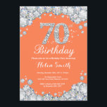 70:e födelsedagskoral och Silver Diamond Inbjudningar<br><div class="desc">70:e födelsedagsinbjudan. Coral och Silver Rhinestone Diamond. Elegant Birthday Bash inbjudan. Vuxen Birthday. Kvinnor på födelsedagen. Manar födelsedag. Om du vill göra ytterligare anpassningar klickar du på knappen "Anpassa" och användor verktyg som är utformat för att ändra mallen.</div>