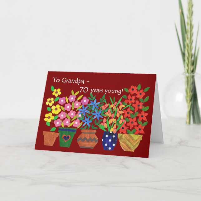 70:e födelsedagskortet för en farfar, blomsterkraf kort (Framsida)