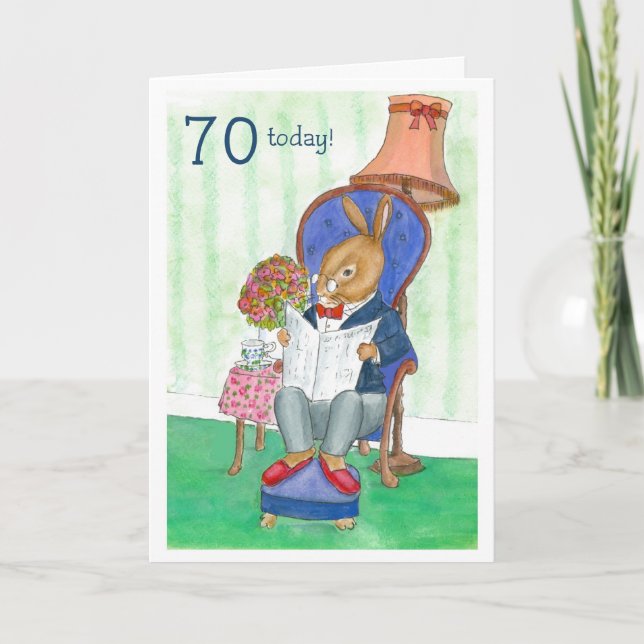 70:e födelsedagskortet - Kanin Kort (Framsida)