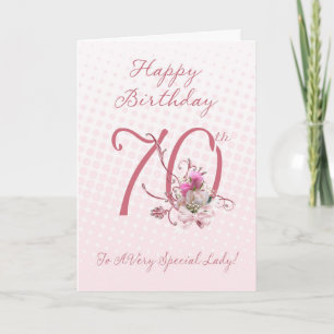 70:e födelsedagskortet - Rosa ros - till en mycket Kort