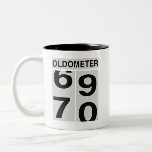 70:e födelsedagsmorgonen Oldometer Två-Tonad Mugg