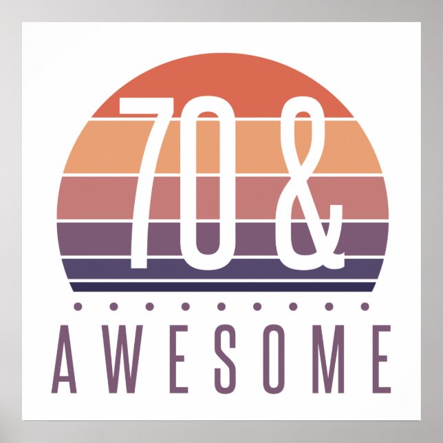 70:e födelsedagspressen Retro Sunset Poster (Framsidan)