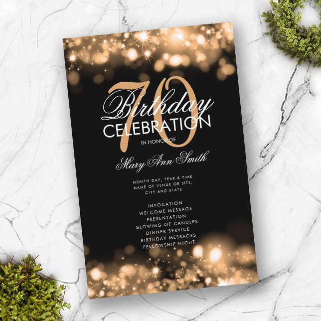 70:e födelsedagsprogrammet Glam Ljus Guld w/ Menu (Skapare uppladdad)