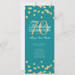 70:e födelsedagsprogrammet Guld Teal Glitter w/ Me Inbjudningar